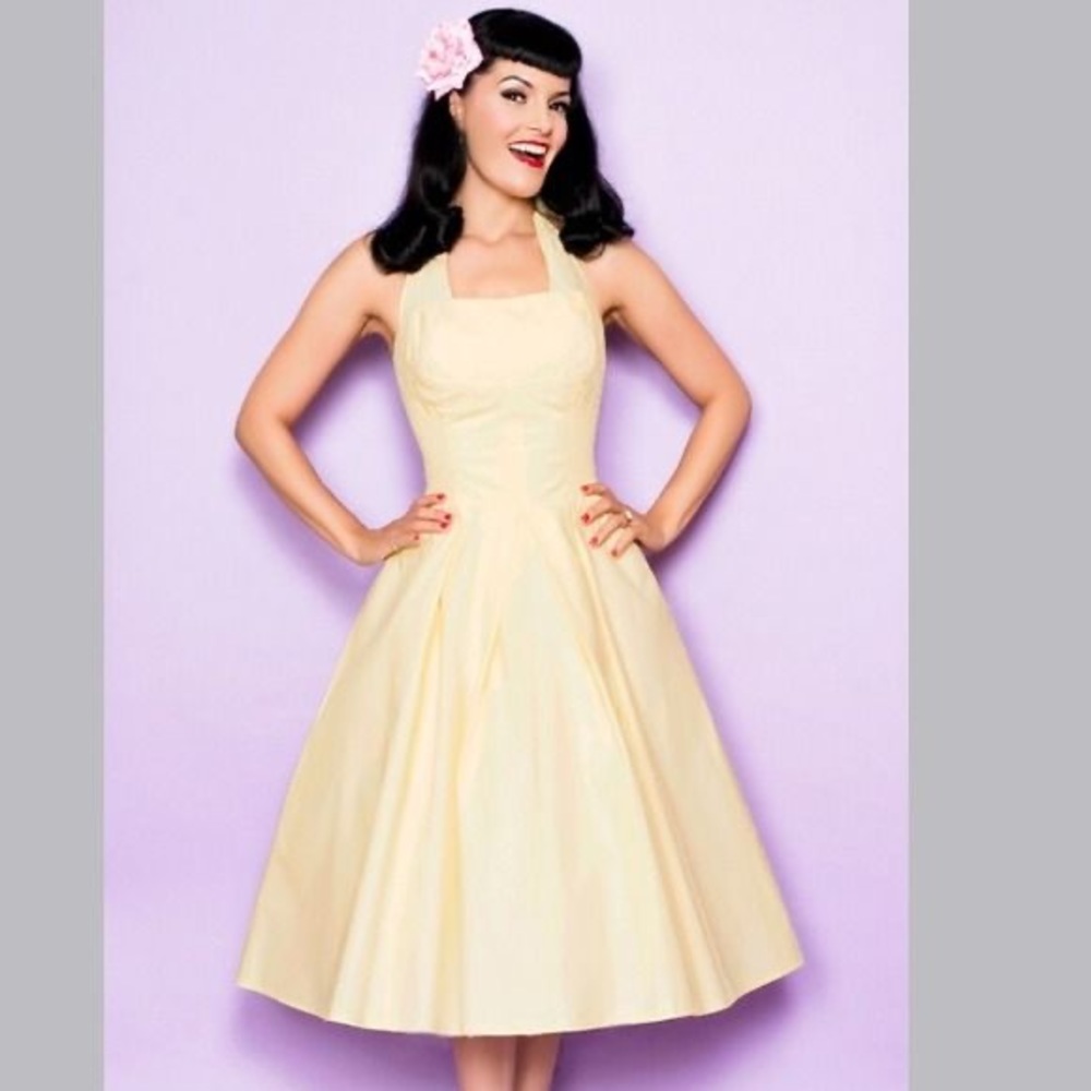 UNIQUE VINTAGE 50s SWING STYLE HALTER DRESS NWOT